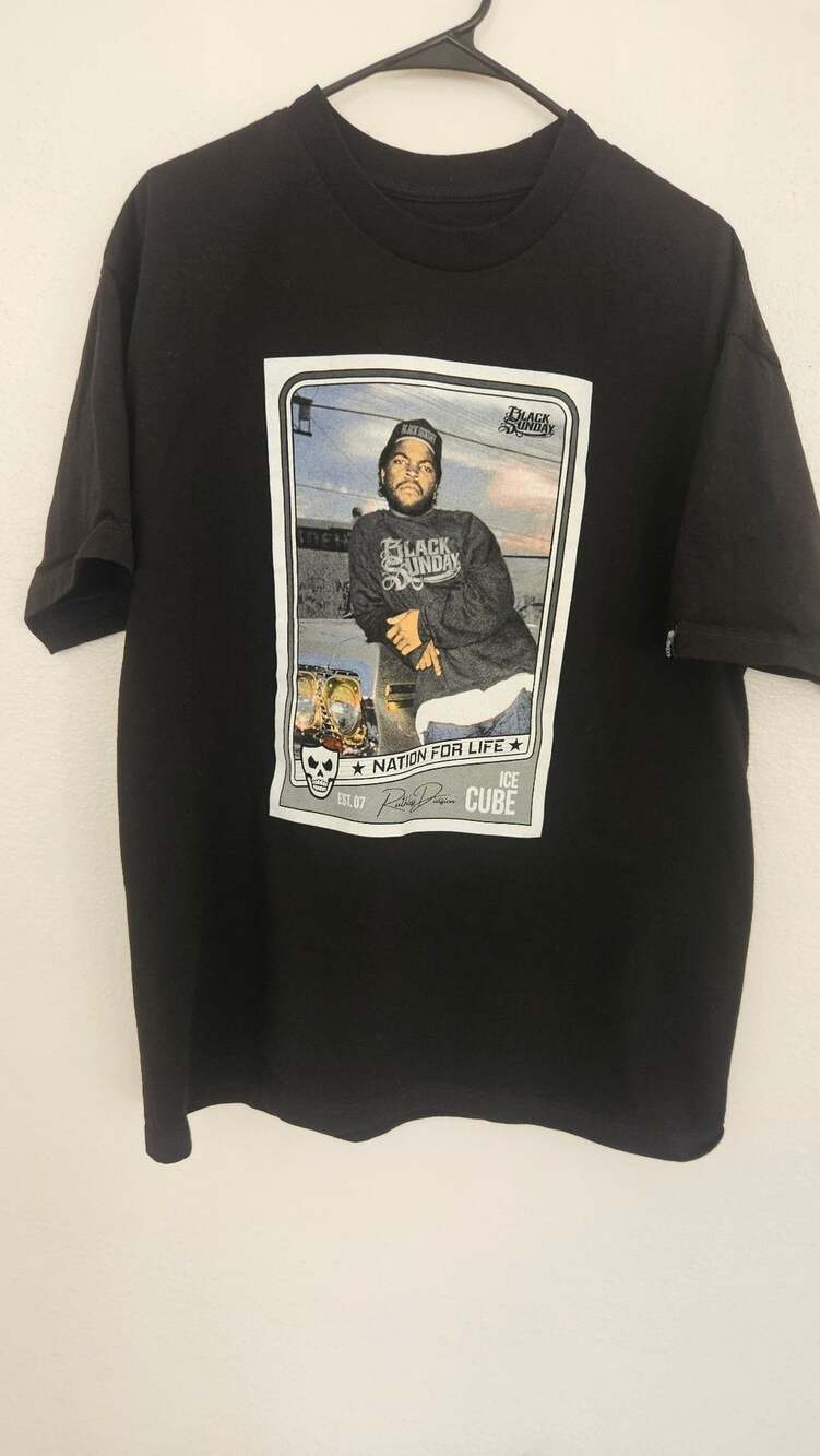 Black Sunday Ice Cube T-Shirt Size XL Black Graphic Tee